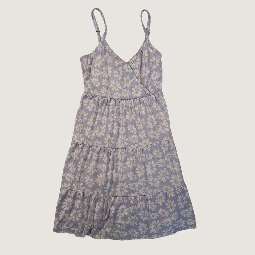 Lavender Daisy Floral Tiered Mini Dress Y2k Hollister Cottagecore Babydoll Dress